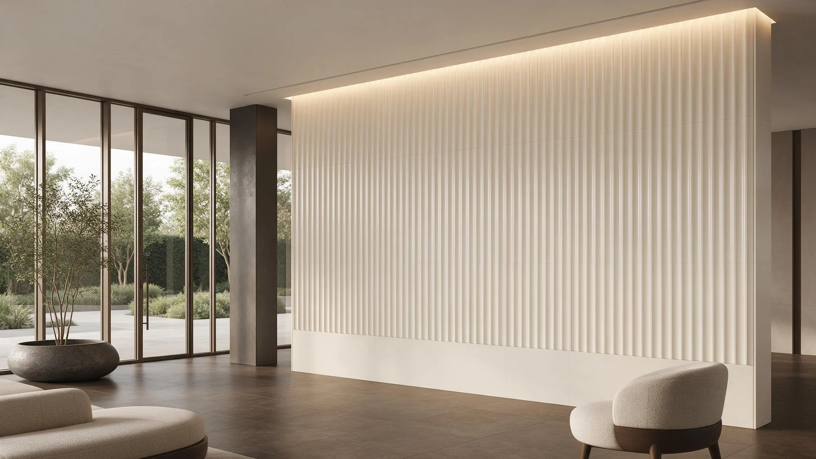 Illustrative render (AI-generated): fluted tile