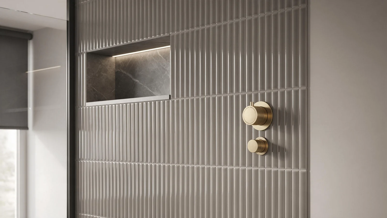 Illustrative render (AI-generated): fluted tile